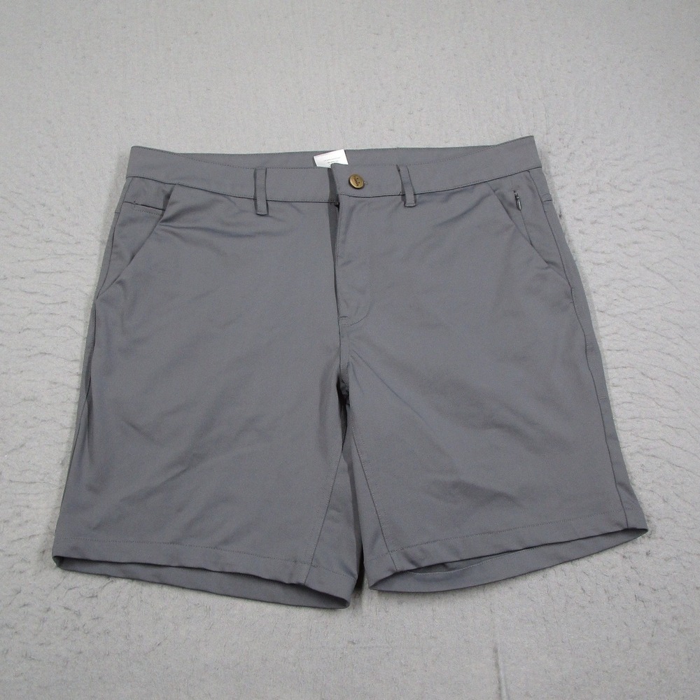 Barbell Apparel Mens Gray Performance Chino Shorts Size 34 Athletic Fit Stretch